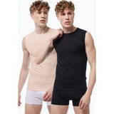 Malabadi Erkek Siyah Ten Rengi 2 Li Paket Sıfır Yaka Iz Yapmayan Modal Kolsuz Atlet 007 2M007 - Siyah - Ten - 2XL