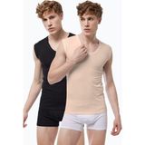 Malabadi Erkek Siyah Ten Rengi 2 Li Paket V Yaka Iz Yapmayan Modal Kolsuz Görünmez Atlet 064 2M064 - 2XL - Siyah - Ten