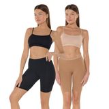 Malabadi Kadın 2 Adet Dizüstü İz Yapmayan Modal Yüksek Bel Tayt 2M113 (Siyah Cappuccino, 2XL)
