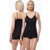 Malabadi Kadın 2 li İnce Askılı Çift Yönlü Dantelli Modal Atlet 2M1045 (Siyah, XL)