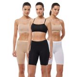 Malabadi Kadın 3 Adet Dizüstü İz Yapmayan Modal Yüksek Bel Tayt 3M113 (Siyah-Beyaz-Ten, 2XL)