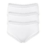 Malabadi Kadın 3'lü Paket Ultra Yumuşak Micro Modal Dantelli Slip Külot 3M700 (Beyaz, L)