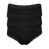 Malabadi Kadın 3'lü Paket Ultra Yumuşak Micro Modal Dantelli Slip Külot 3M700 (Siyah, M)