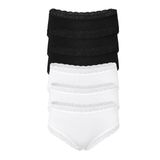 Malabadi Kadın 6'lı Paket Ultra Yumuşak Micro Modal Dantelli Slip Külot 6M700 (Siyah-Beyaz, L)