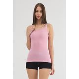Malabadi Kadın Kalın Askılı Dantelli Micro Modal Fitilli Kaşkorse Atlet 1018 (Pembe, 3XL)