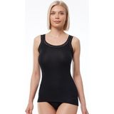 Malabadi Kadın Kalın Askılı Dantelli Micro Modal Fitilli Kaşkorse Atlet 1018 (Siyah, 2XL)