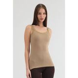Malabadi Kadın Kalın Askılı Dantelli Micro Modal Fitilli Kaşkorse Atlet 1018 (Vizon, 2XL)