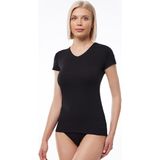 Malabadi Kadın Modal V Yaka Kısa Kollu Body 145 (XXL, Siyah)