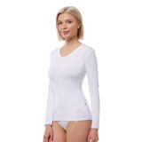 MALABADİ Kadın Uzun Kollu Body, V Yaka Modal Penye 181 (BEYAZ, S)
