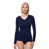 MALABADİ Kadın Uzun Kollu Body, V Yaka Modal Penye 181 (LACİVERT, M)