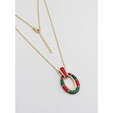 Malahit ve Mercan Taşlı 18 Ayar Sarı Altın Kaplama 45 Cm Gümüş Tasarım Kolye