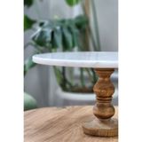 MALAS HOME Mermer Pasta Kek Standı, Ahşap Ayaklı Kek Standı, Ayaklı Sunumluk 28 cm yuvarlak