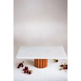 MALAS HOME Mermer Pasta Kek Standı , Ahşap Ayaklı Kek Standı, Ayaklu Sunumluk 30x20cm