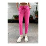 Maldia Shop Kadın Beli Lastikli Paçası Püskül Detay Parça Boya Gabardin Pembe Pantolon