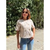 Maldia Shop Kadın Gold Düğme Crop Bej Keten Ceket