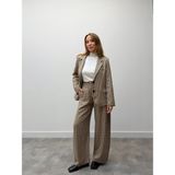 Maldia Shop Kadın Retro Kareli Blazer Ceket - Kahve