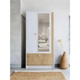 Malibu Aynalı Gardırop | Elbise Dolabı - Kahverengi
