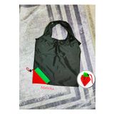Malinka Yeni Yerli Siyah 58 cm X 38 cm Çilek Katlanabilir Bez Market Alışveriş Pazar Torba Katlanan Siyah