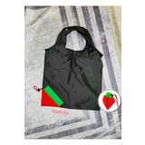 Malinka Yeni Yerli Siyah 58 cm X 38 cm Çilek Katlanabilir Bez Market Alışveriş Pazar Torba Katlanan