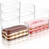MallArt® 10'lu Kapaklı Şeffaf Tatlı Kutusu Seti, Kristal Berraklığında Tiramisu ve Magnolia Sunum Kabı, BPA İçermez Çok Amaçlı Kurabiye ve Puding Saklama Kabı (10 Adet)