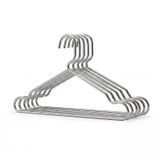 MallArt® 6'lı Paslanmaz Çelik Elbise Askısı Seti, Metal Metal Tel Gardırop ve Kıyafet Askısı, İnce Tasarım Kaymaz Omuz Çentikli Metal Askı Takımı (6 Adet)