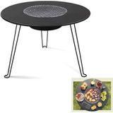 MallArt® Katlanabilir Kamp Masası ve Mangal Seti 60cm - Çok Fonksiyonlu Taşınabilir Barbekü Masası, Çay ve Güveç İçin Uygun, Kömürlü Bahçe ve Piknik Masası, Paslanmaz Çelik Izgaralı