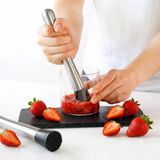 MallArt® Paslanmaz Çelik Kokteyl Havanı 20 cm - Dişli Uçlu Meyve ve Nane Ezici, Mojito Havanı, Profesyonel Barmen Tokmağı, Bar Ekipmanı, Gümüş/Siyah