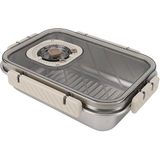 MallArt® Paslanmaz Çelik Saklama Kabı, Tarih İndikatörlü Sızdırmaz Bento Yemek Kabı, Kilitli Kapaklı Ev Akıllı Gıda Koruyucu Sefer Tası (1LT Dikdörtgen)