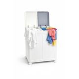 MallArt® Premium Katlanabilir Tekerlekli Çamaşır Sepeti - 100 Litre Çift Bölmeli Çok Amaçlı Düzenleyici, Kapaklı ve Kirli Ayrıştırma Özellikli Banyo ve Ev Saklama Kutusu (Gri)