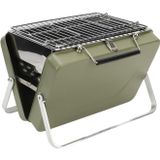 MallArt® Taşınabilir Portatif Mangal - Katlanabilir Evrensel Çanta Tipi Kömürlü Barbekü Izgarası, Kompakt Katlanır Kamp Tipi Bahçe Piknik Ev Tipi Barbekü Seti (Yeşil)