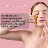 Mallart® Yüz Için Lenf Drenaj Masaj Fırçası – Ergonomik Lenfatik Kontur Yüz Fırçası, Çene Hattı Şekillendirici, Şişlik Giderici Manuel Yüz Masaj Aleti - Gri - Sarı