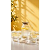 Maloria 7 Parça Çizgili Borosilikat İnce Kristal Su Seti | 1560ml Sürahi, Yağdanlık ve 6x300ml Bardak