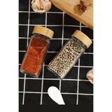 Maloria Baharat Kavanozu, Köşeli Serpme Başlıklı Baharatlık, Bambu Kapaklı 120 ml - TEKLİ