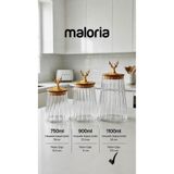 Maloria Bambu Gold Geyik Kapaklı Kristal Şeffaf Konik Çizgili Cam Kavanoz | 1 ADET - 1100ml (BÜYÜK BOY)