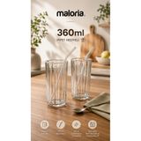 Maloria Çiçek Model Borosilikat Cam Kahve, Meşrubat Bardağı | 6'lı - 360ML PİPETLİ