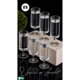 Maloria Çizgilli Borosilikat Ayaklı Sunumluk, Kahve Yanı Su Bardağı | 6'lı - 110ml