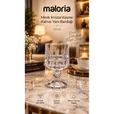 Maloria Lüks MİNİK Kesme Kristal Ayaklı Cam Kahve Yanı Su Bardağı, Zemzem Su Bardak | 6 Adet - 50ml