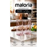 Maloria Pembe Çiçek Model Borosilikat Cam Kahve, Meşrubat Bardağı | 4'lü - 460ML PİPETLİ