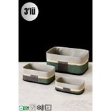 Maloria SoftLines Bambu Banyo ve Ev İçi Düzenleyici Kutular 3 lü Set Ekose
