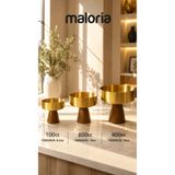 Maloria Vidalı Ahşap Ayaklı Gold Metal Sunumluk Dekoratif Meyvelik, Şekerlik, Kase | 1 Adet Büyük Boy