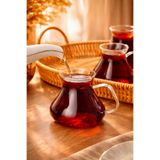 Maloria Yeni Model Kulplu Keyfi Ala Borosilikat Bardak [Alt Kısmı Geniş] | 200ml - 6'lı