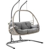 Malta Çiftli Rattan Bahçe Salıncağı | Beyaz - Genel