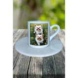 Maltese Terrier Köpek Baskılı Türk Kahvesi Fincanı Tabaklı Kişiye Özel Model 1