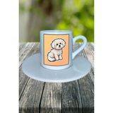 Maltese Terrier Köpek Baskılı Türk Kahvesi Fincanı Tabaklı Kişiye Özel Model 3