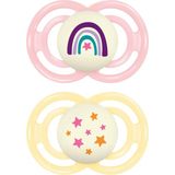 Mam Perfect I Day&night L Emzik 2'li Set I Sterilize Kutuda I 16 Ay ve Üstü Aylık I Gökkuşağı/yıldız - Standart - Şeffaf