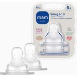 Mam Skinsoft Silikon No: 3 Hızlı Akışlı Biberon Emziği 2'li Set - No:3 Orta