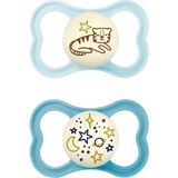 Mam Supreme I Day&night L Emzik 2'li Set I Sterilize Kutuda I 6-16 Aylık - Standart - Şeffaf