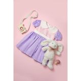 Mama and Miel Kız Bebek Kız Çocuk Kısa Balon Kollu Çok Renkli Bebe Yaka Elbise - 3 - 4 Yaş - Beyaz - Lila - Pembe