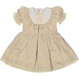 Mama and Miel Kız Çocuk Brodeli Güpürlü Vintage Doğum Günü Elbise - 113 - Bej - 4 Yaş