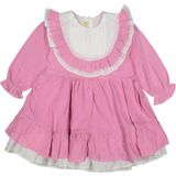 Mama And Miel Kız Çocuk Güpürlü Fırfırlı Vintage Elbise - 4 Yaş - Koyu Pembe